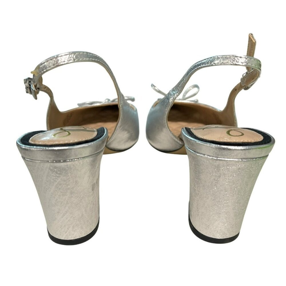 Sam Edelman Willette 65MM Metallic black Silver Slingback Pumps 7.5 - Picture 4 of 6